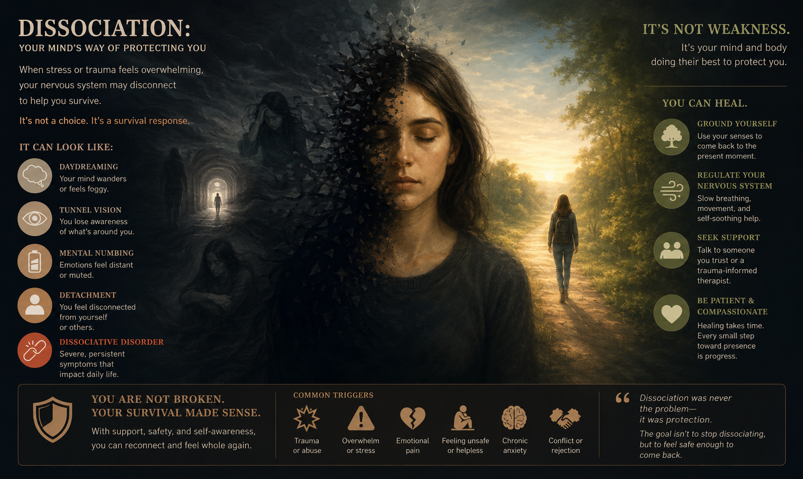 Dissociation: your mind's way of protecting you — infographic