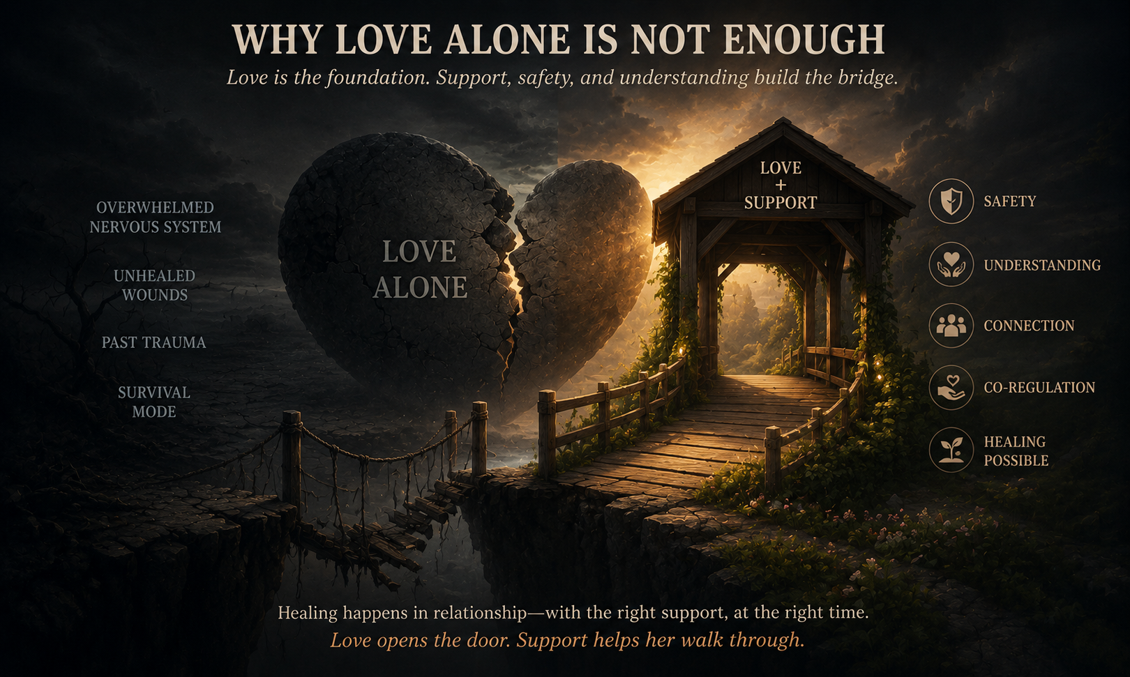 Why Love Alone Is Not Enough — love is the foundation, support and safety build the bridge